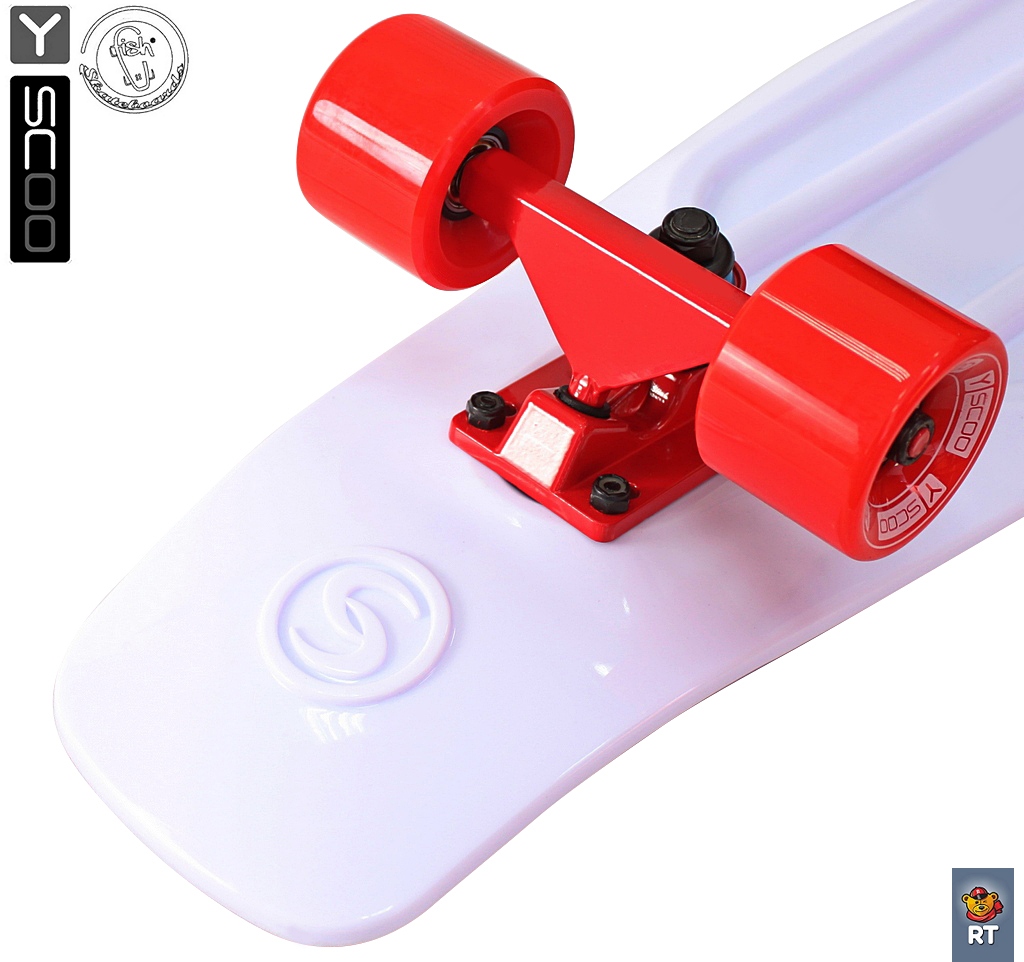 Скейтборд виниловый Y-Scoo Big Fishskateboard 27" 402-W с сумкой, бело-красный  